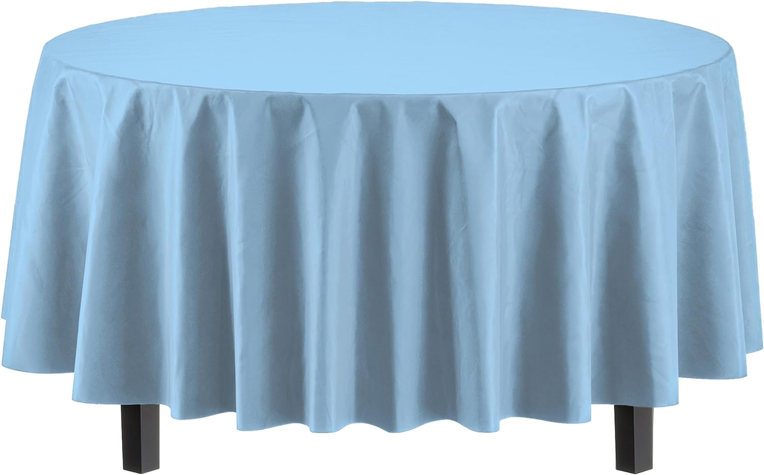 Light Blue Round Plastic Table Covers | 48 Count