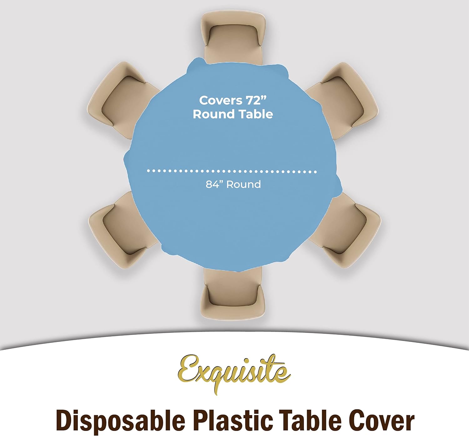 Light Blue Round Plastic Table Covers | 48 Count