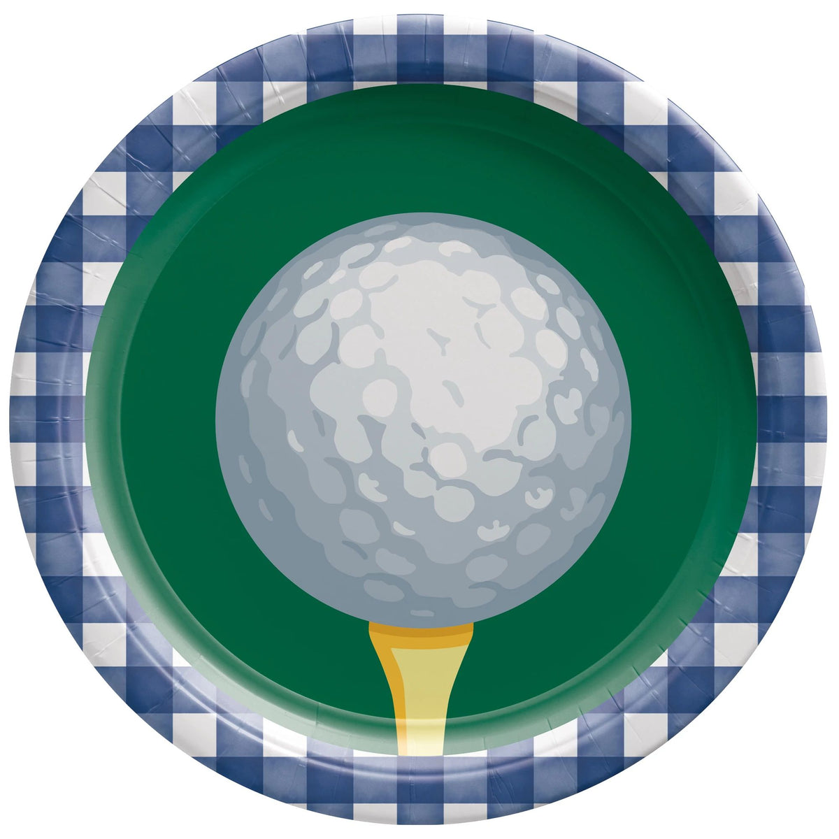 Golf Round Paper Dinner Plates, Blue/Green/White, 10.5-inch, 20-ct - Case of 24