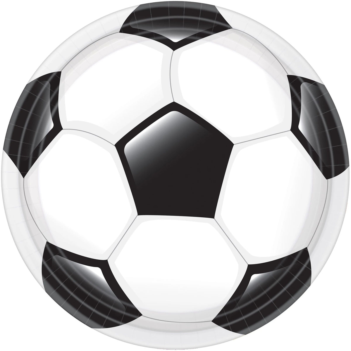Soccer Ball Paper Dinner Plates, Black/White, 10.5 inch, 20-ct - Case of 24