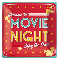 Movie Night Square Paper Dinner Plates, Red/Yellow, 10-inch, 20-ct - Pack of 6
