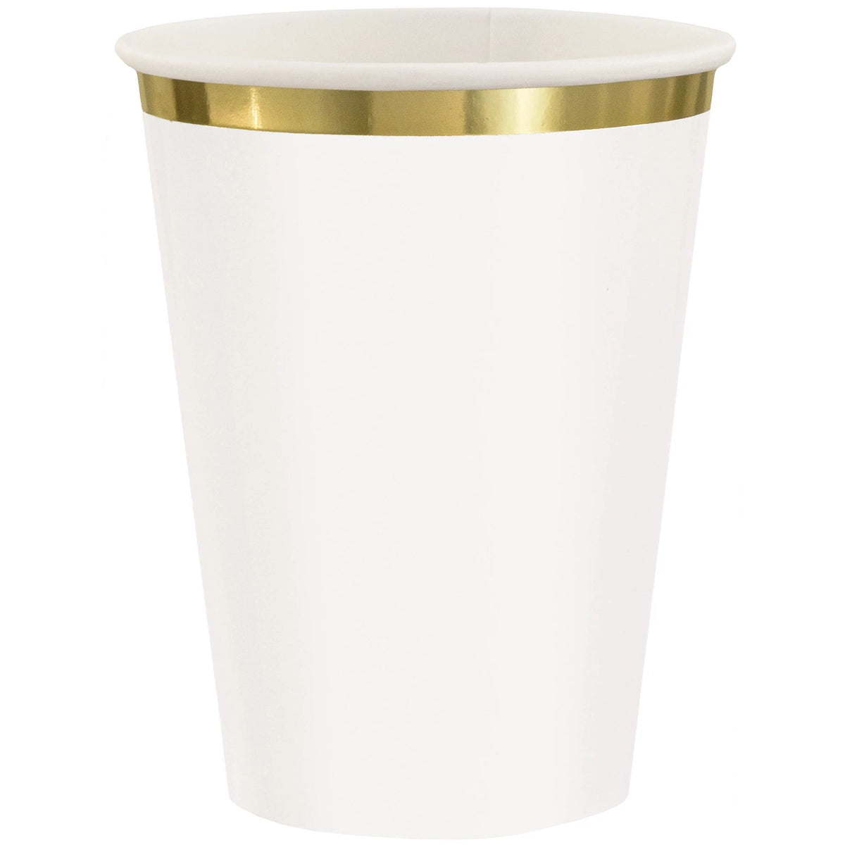 Elegant White Paper Cups with Gold Trim - 12oz | 48 Count