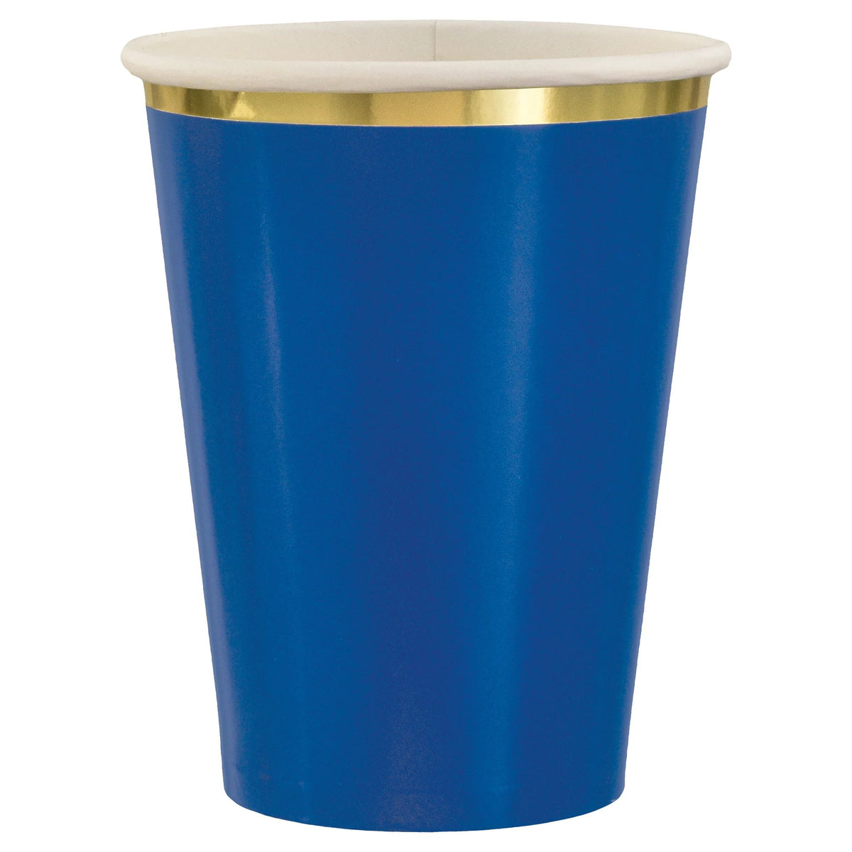 Royal Blue Paper Cup with Gold Trim - 12oz | 48 Count