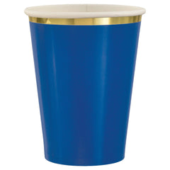 Royal Blue Paper Cup with Gold Trim - 12oz, 8-pk | Case of 120