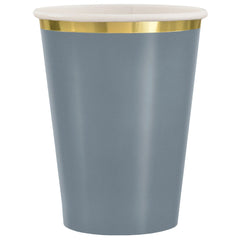 Dark Gray Paper Cup with Gold Trim - 12oz, 8-pk | Case of 120