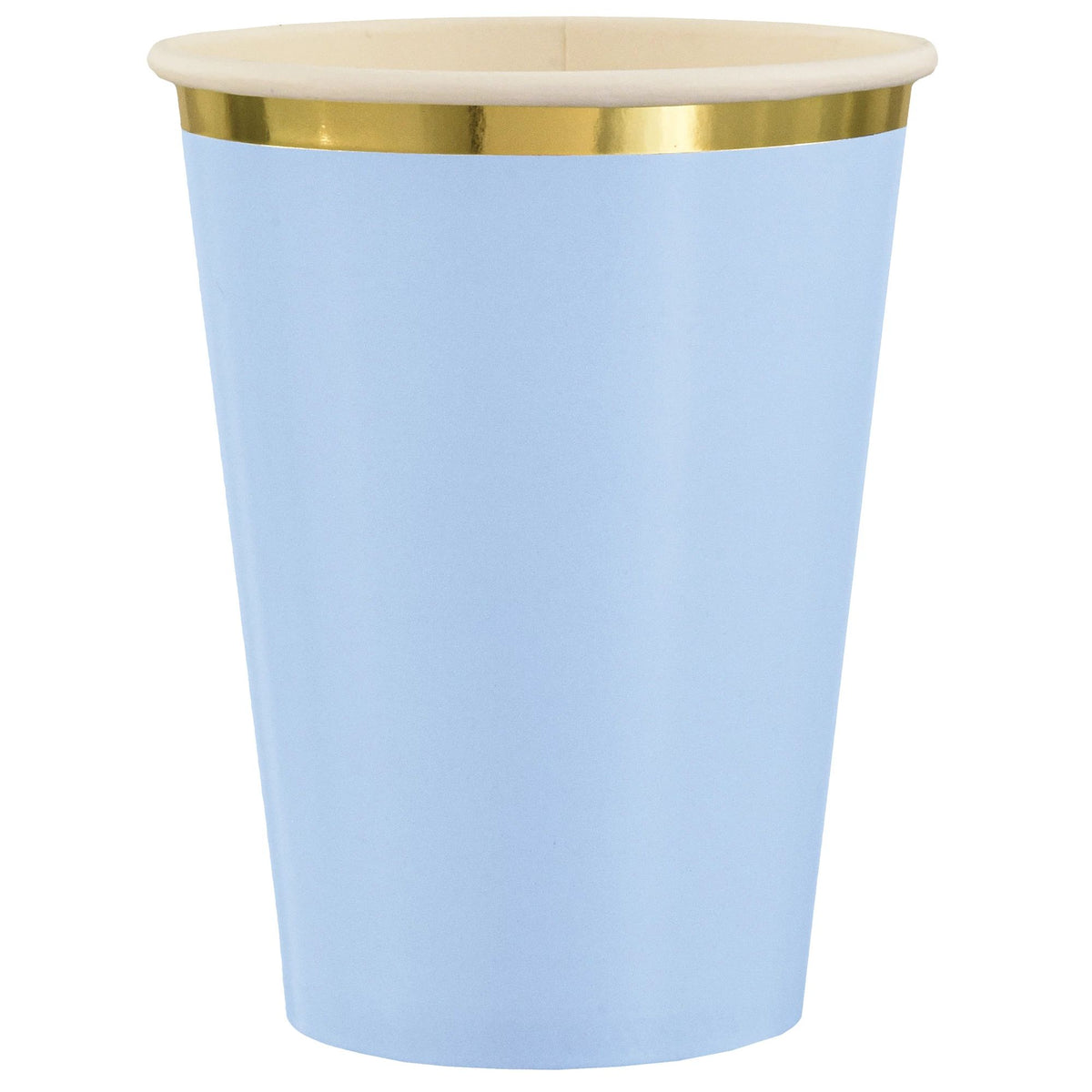 Elegant Blue & Gold 12oz Paper Cups | 8 Count