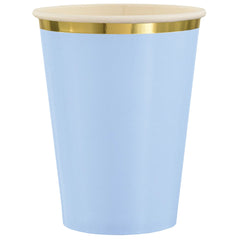 Elegant Blue & Gold 12oz Paper Cups | 8 Count