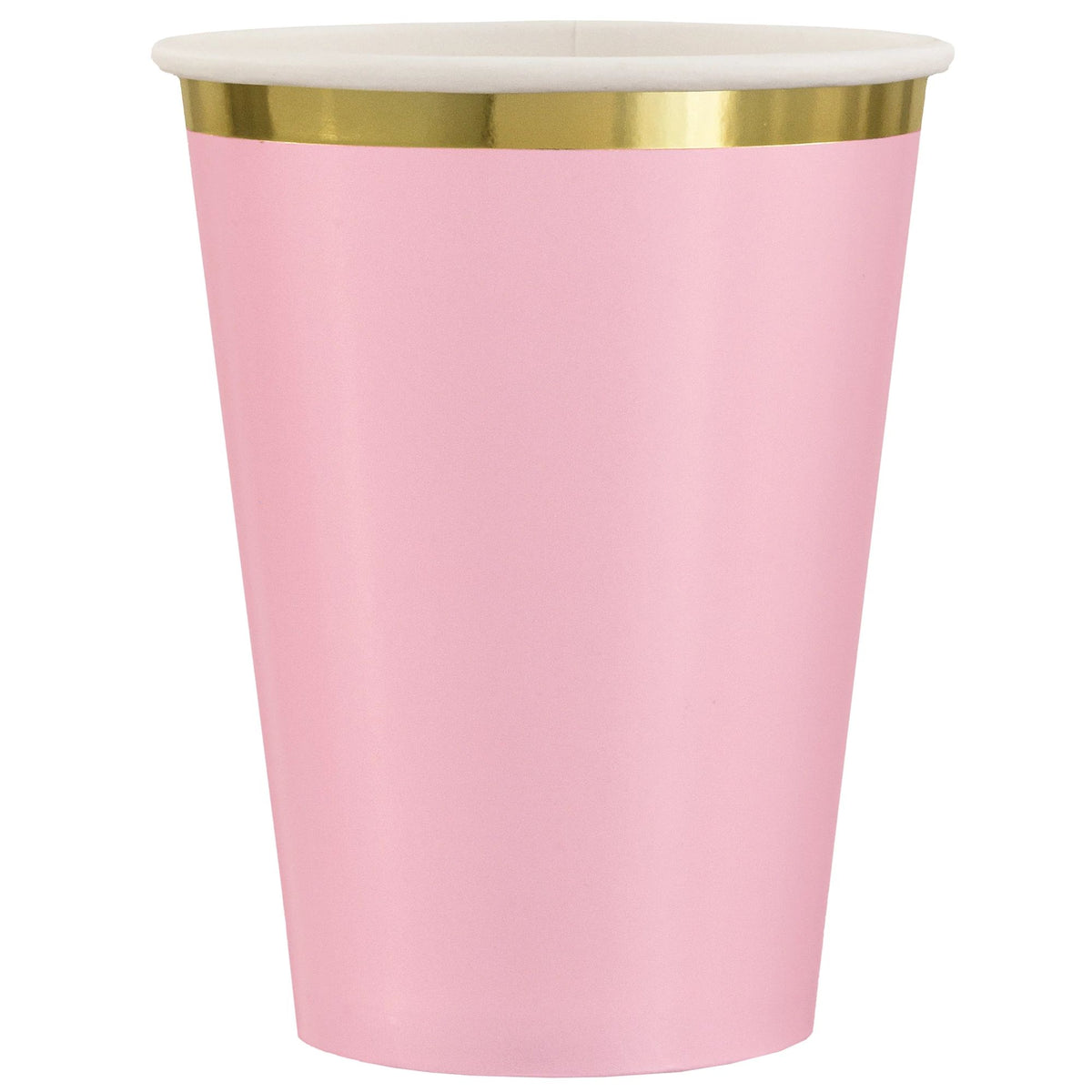 Elegant Rose Gold Trim 12oz Paper Cups, 8-ct - Pack of 6