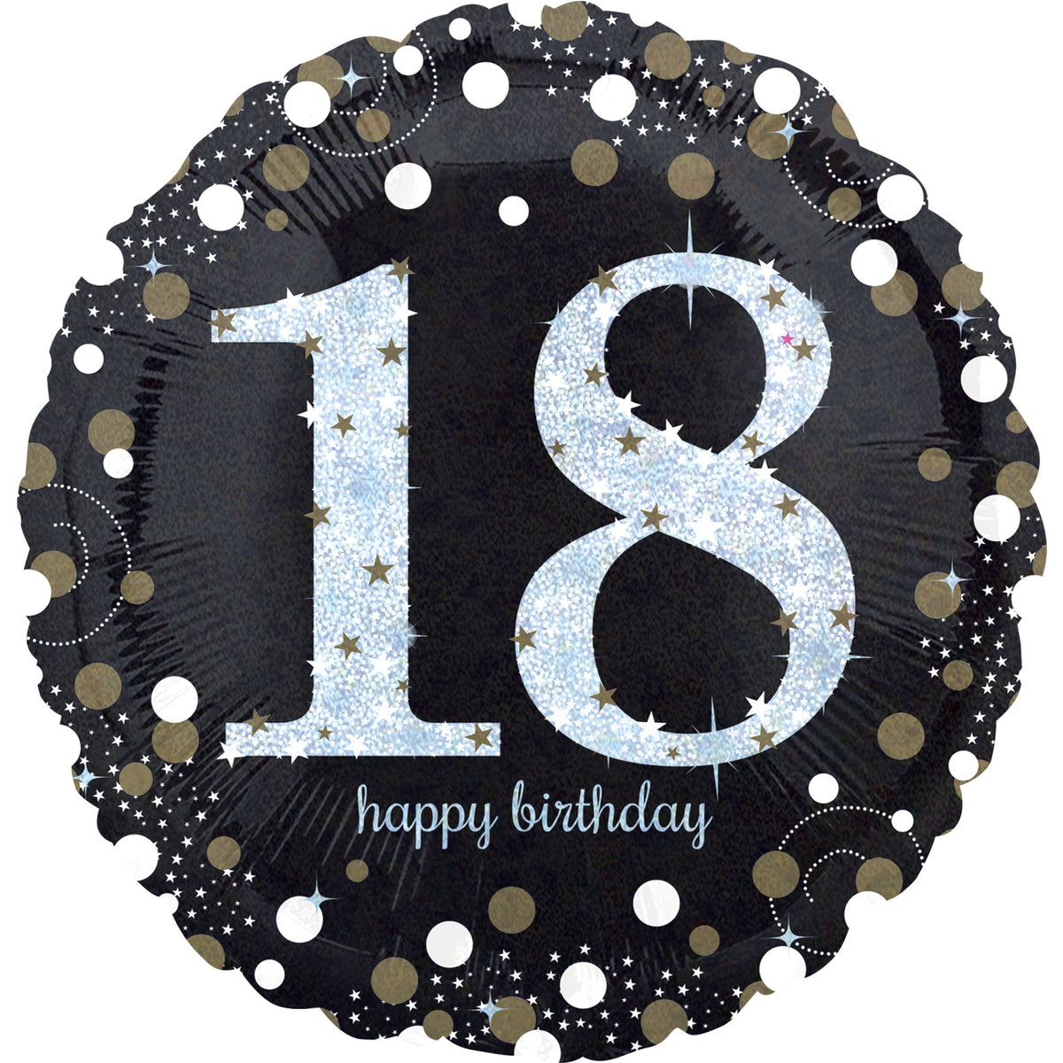 Sparkling 18th Birthday Metallic Foil Balloon - Pack of 10