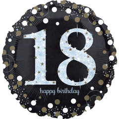 Sparkling 18th Birthday Metallic Foil Balloon - Pack of 5