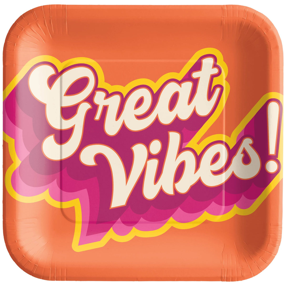 Summer Throwback Square Paper Plates, 7-inch, 20-ct - Case of 54