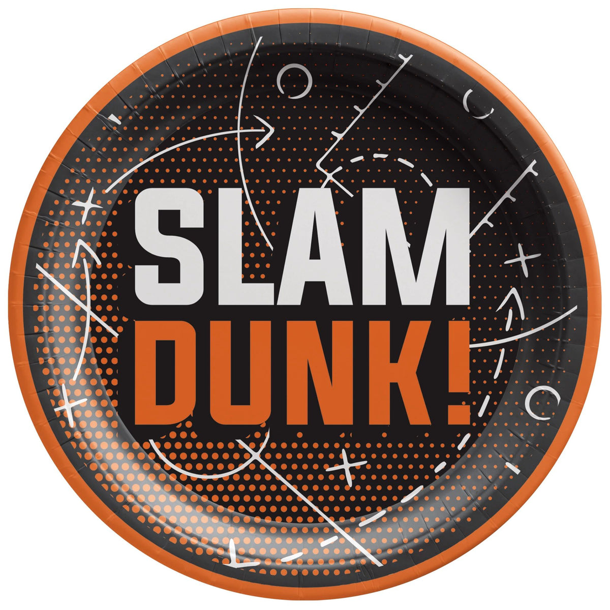 Slam Dunk Basketball 7-inch Round Paper Plates, 20-ct - Pack of 12