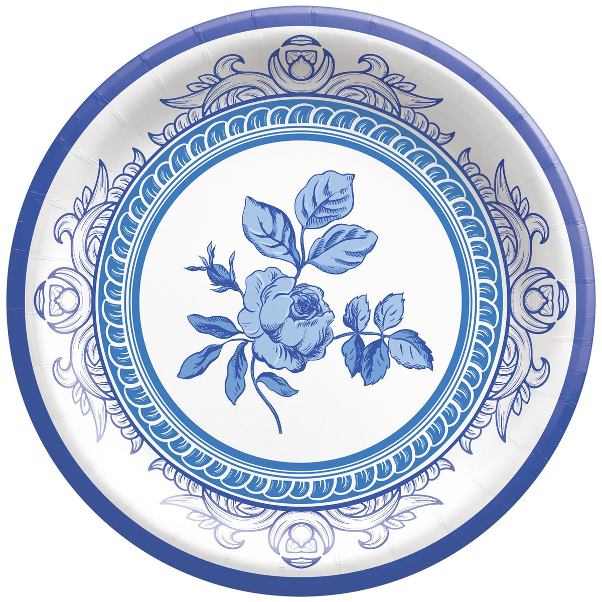 Blue Regency Floral Paper Plates - 6.75-inch Round, 20-ct - Pack of 6