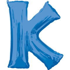Royal Blue Foil Super Shape Letter K Balloon - Case of 40