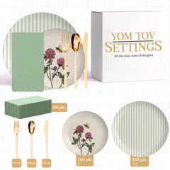 Earthtrends Sweet Life Ultimate Set | Plates, Gold Cutlery & Napkins | Serves 160