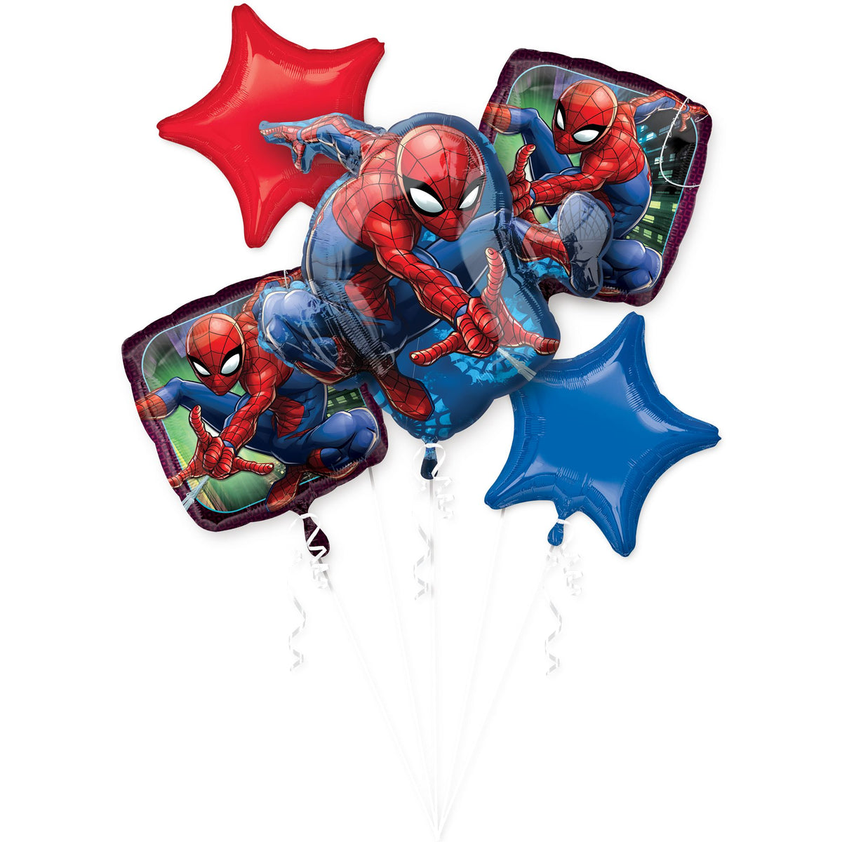 Spider-Man Animated Foil Balloon Bouquet - 5 Piece Set - Pack of 3