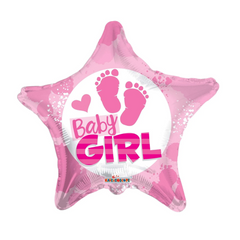 Baby Girl Footprints Balloon | 6 Count