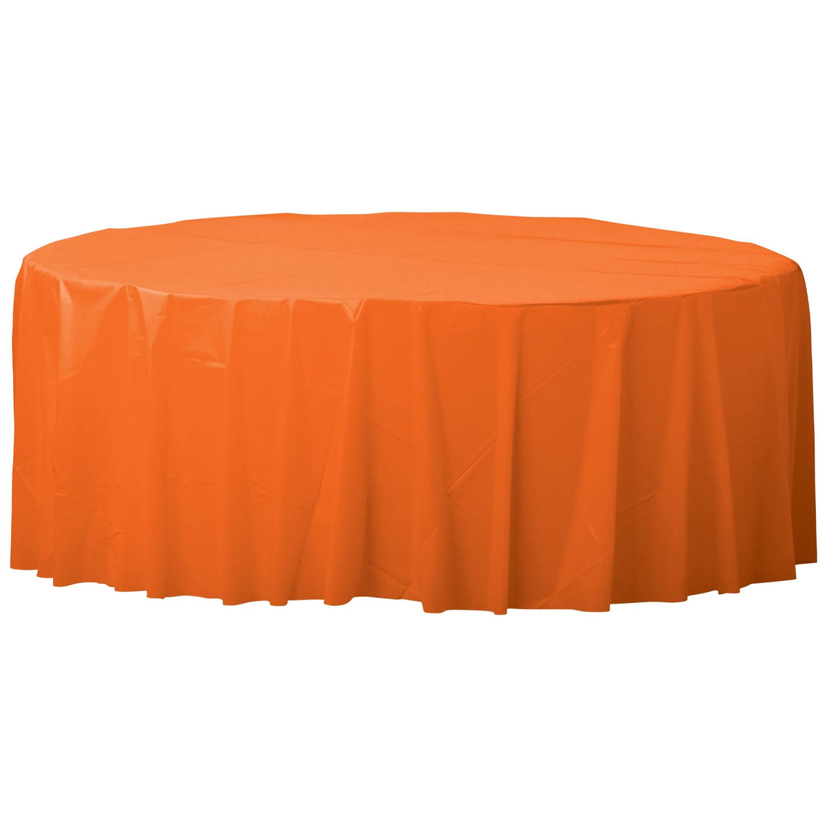 Vibrant Orange 84 Round Plastic Table Cover - Pack of 6