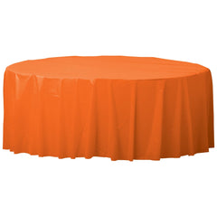 Vibrant Orange 84 Round Plastic Table Cover - Pack of 6
