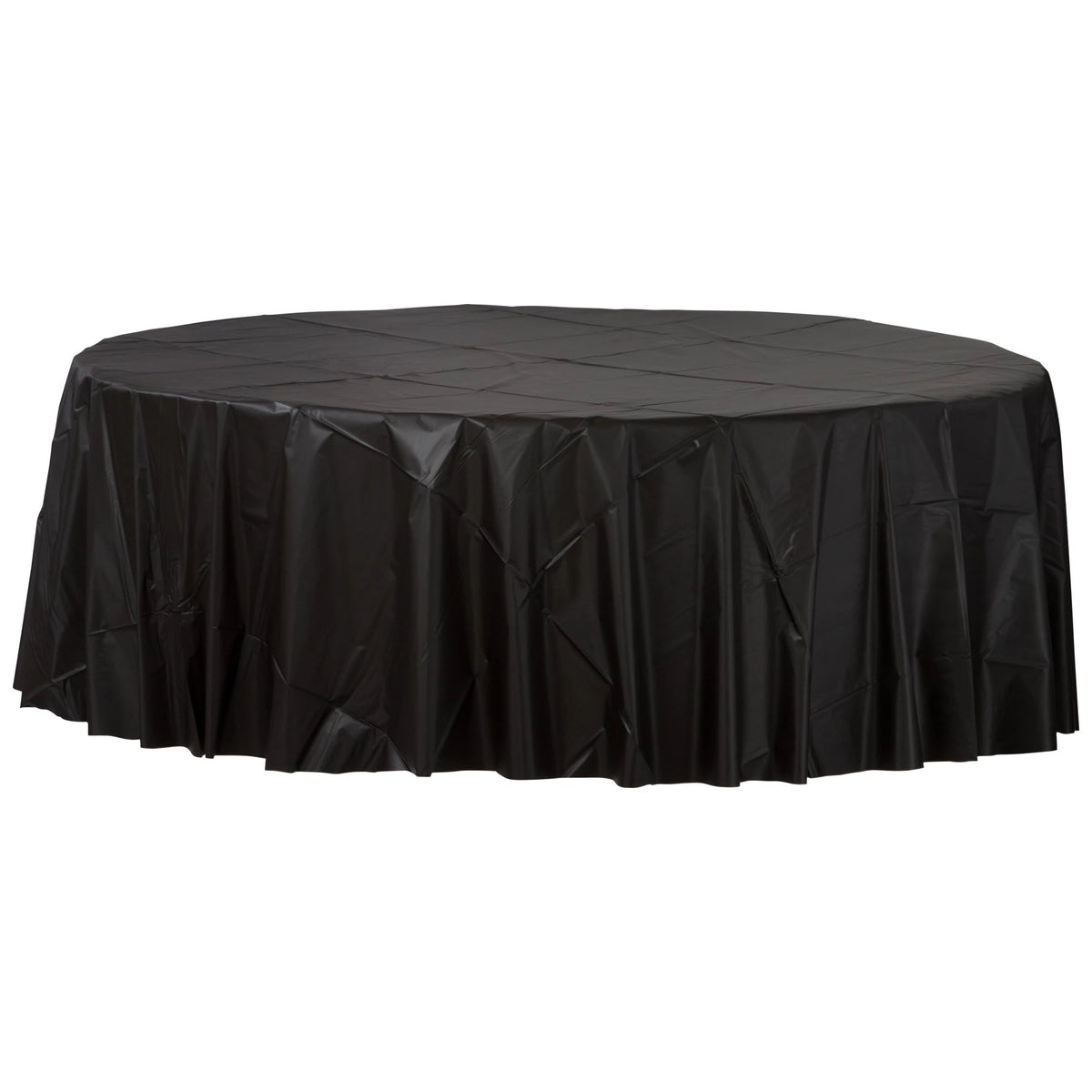 Elegant Black Round Plastic Table Cover - 84 - Case of 72