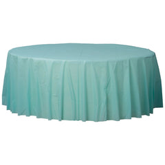 Robin's Egg Blue Round Plastic Table Cover - 84 - Pack of 12