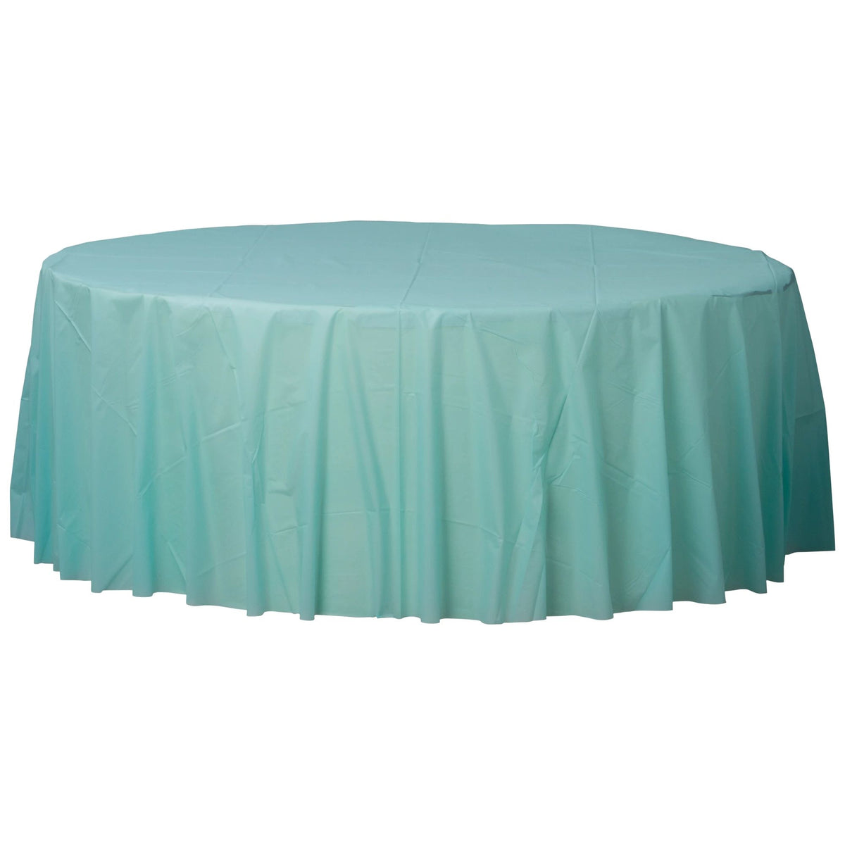 Robin's Egg Blue Round Plastic Table Cover - 84 - Pack of 6