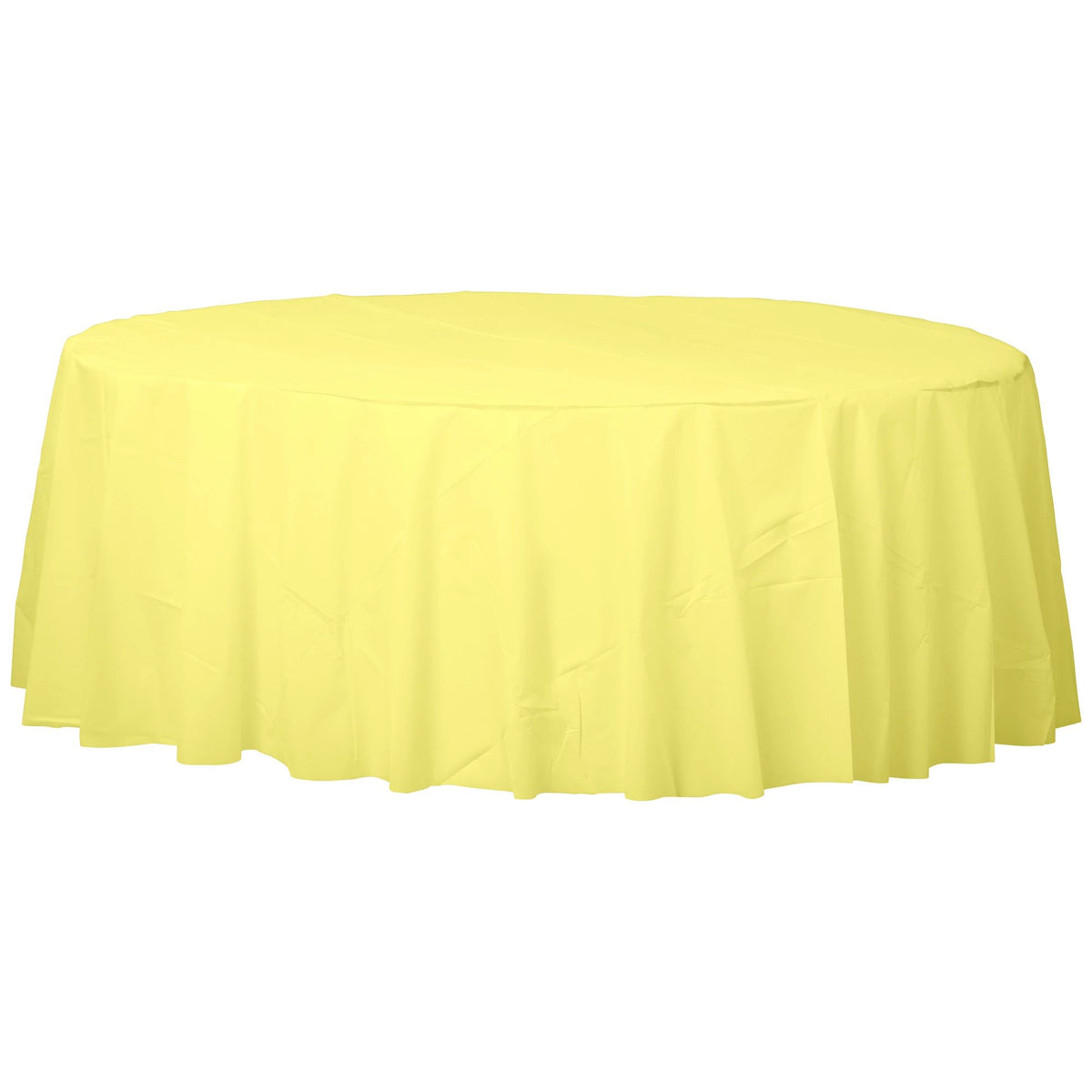 Light Yellow Round Plastic Table Cover - 84 - Case of 72