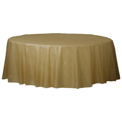 Elegant Gold Round Plastic Table Cover - 84 - Pack of 6