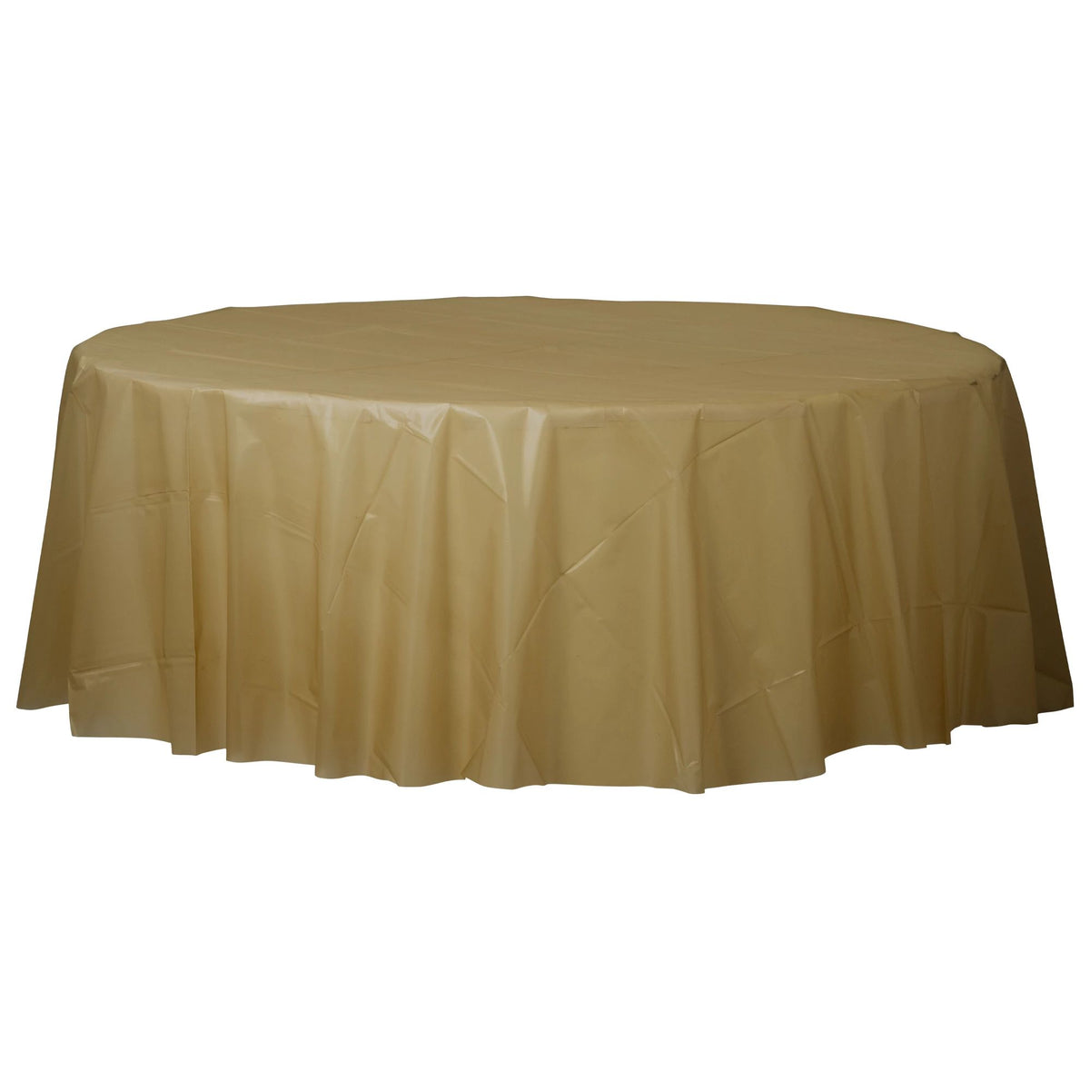 Elegant Gold Round Plastic Table Cover - 84 - Pack of 12