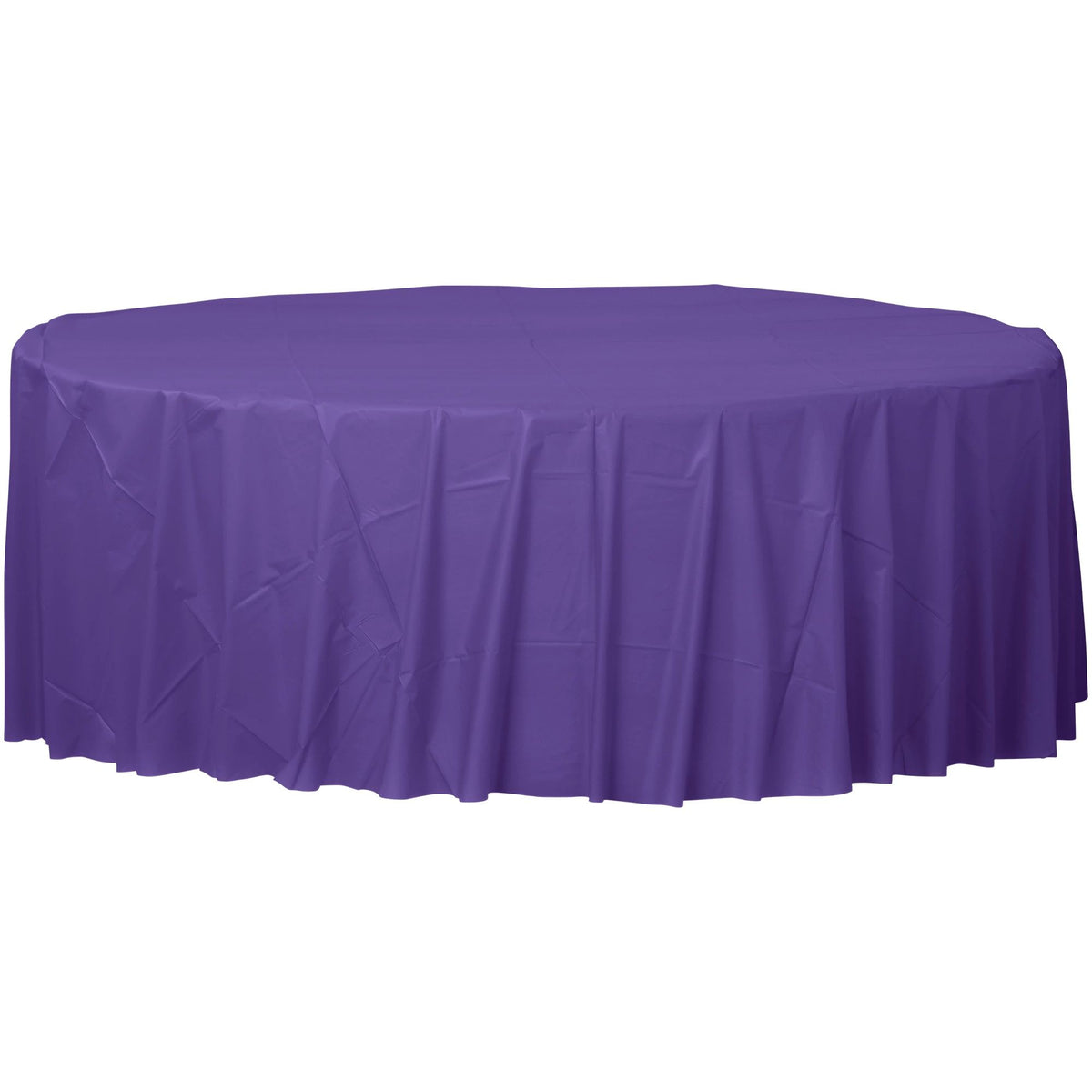 Elegant Purple Round Plastic Table Cover - 84 - Pack of 12