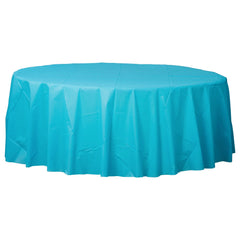 Caribbean Blue Round Plastic Table Cover - 84 - Pack of 6