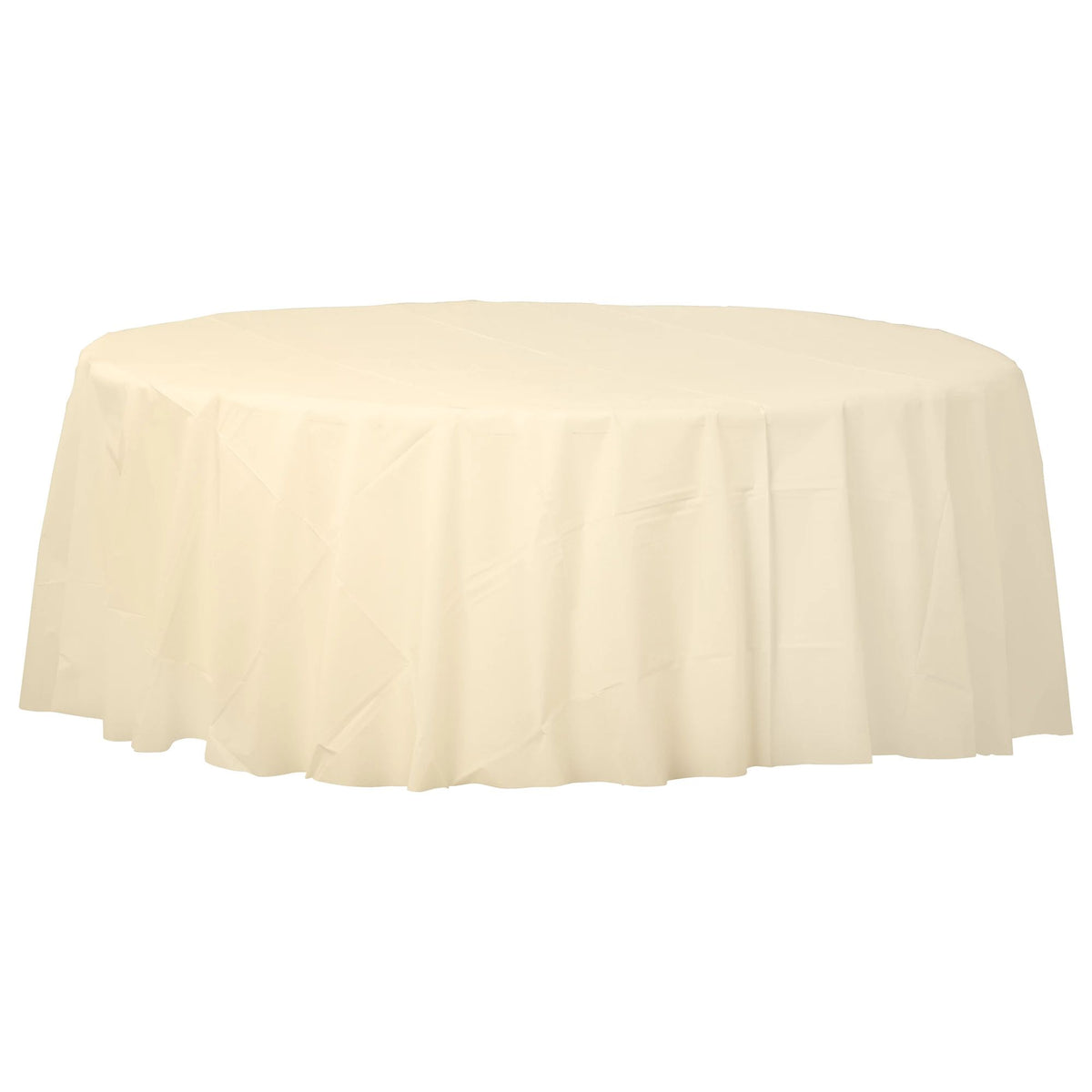 Vanilla Creme, 84-inch Round Plastic Table Cover - Pack of 12