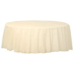 Vanilla Creme, 84-inch Round Plastic Table Cover - Pack of 12