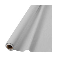 Silver Plastic Table Cover Roll, 40 inch x 100 foot - Case of 6