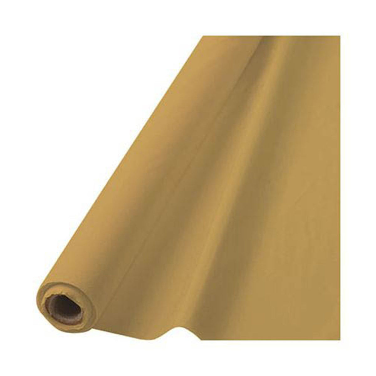 Gold Plastic Table Cover Roll, 40 inch x 100 foot, Reusable - Case of 6