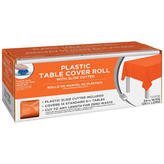 Orange Plastic Table Cover Roll, 54 inch x 126 foot - Case of 6