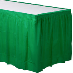 Festive Green Plastic Table Skirt - Pack of 6