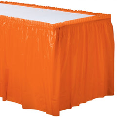 Vibrant Orange Plastic Table Skirt - Pack of 6