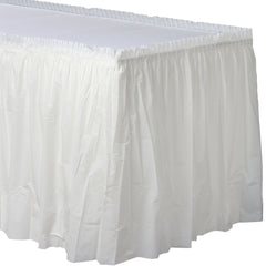 Elegant Frosty White Plastic Table Skirt - Pack of 6