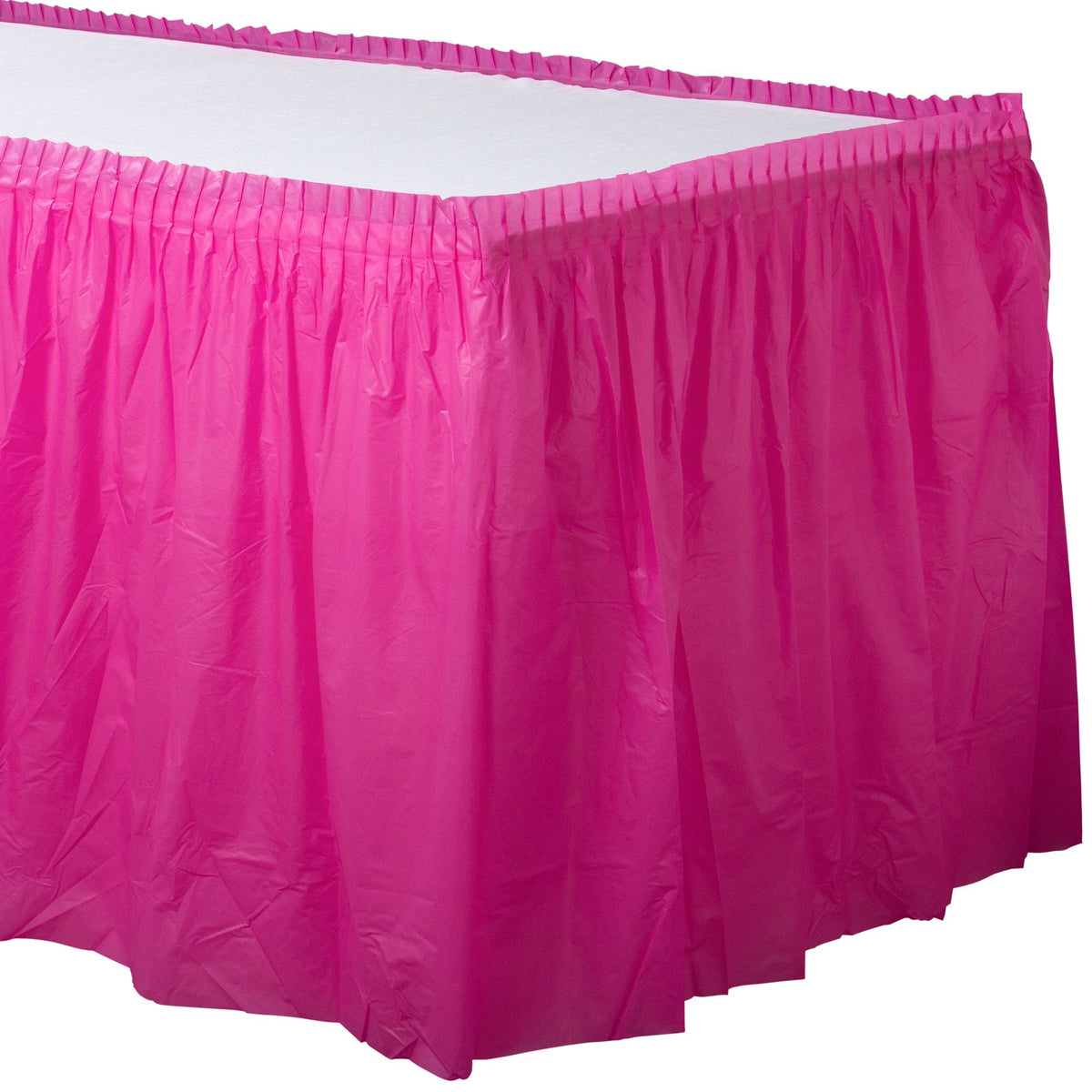 Bright Pink Plastic Table Skirt - Case of 36