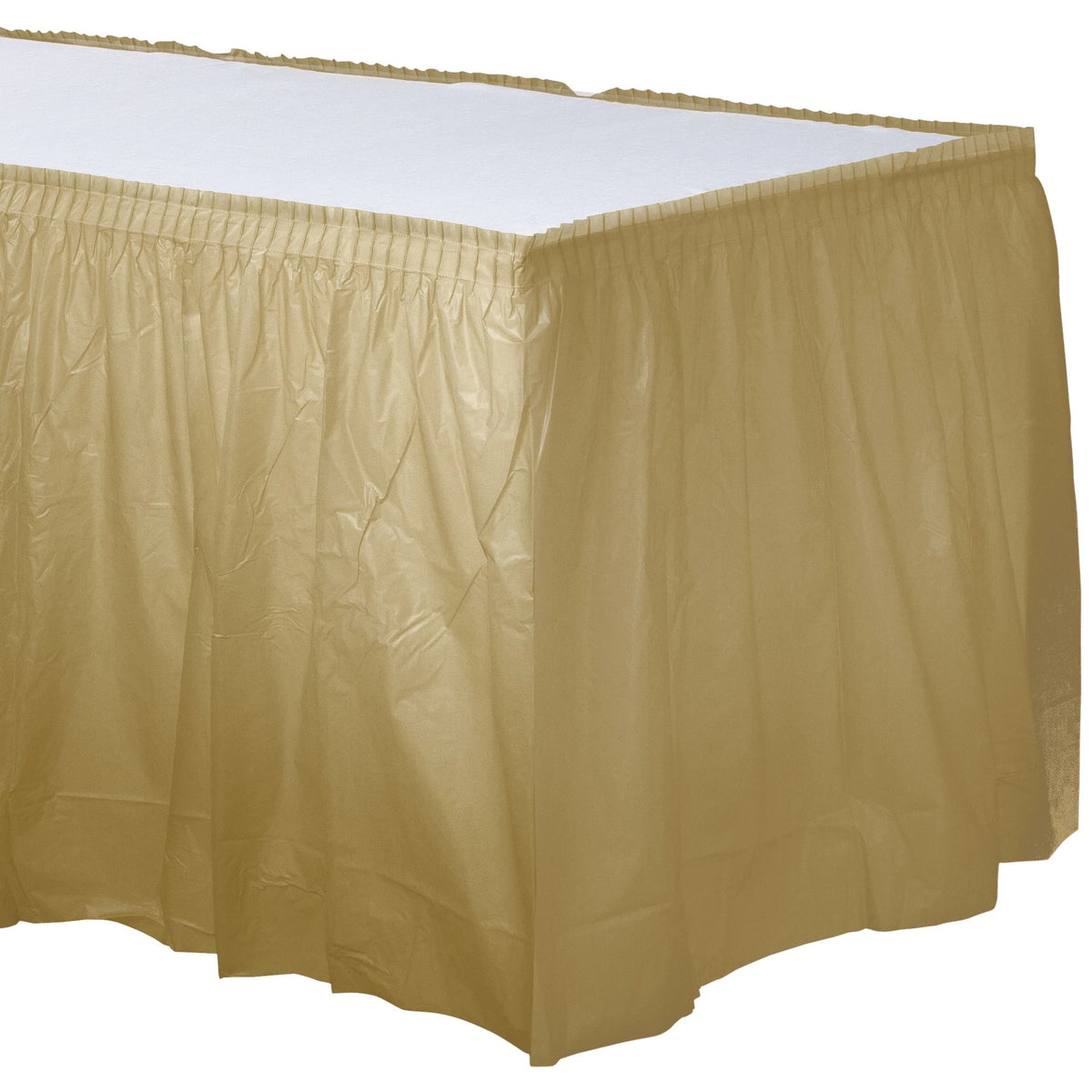 Elegant Gold Plastic Table Skirt - Pack of 6