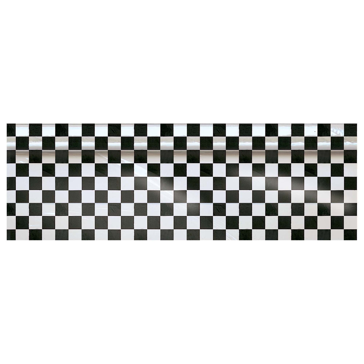 Black & White Checkered Plastic Table Roll - Case of 6