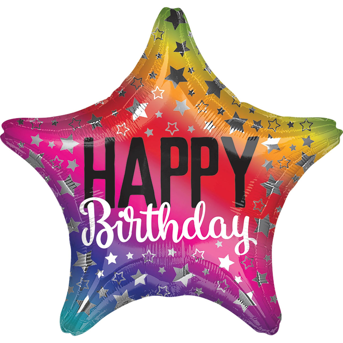 Vibrant Rainbow Star Foil Birthday Balloon - 17-inch - Pack of 5