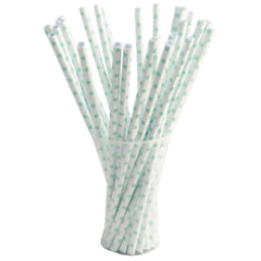 Small Mint Polka Dot Paper Straws | 100 Count