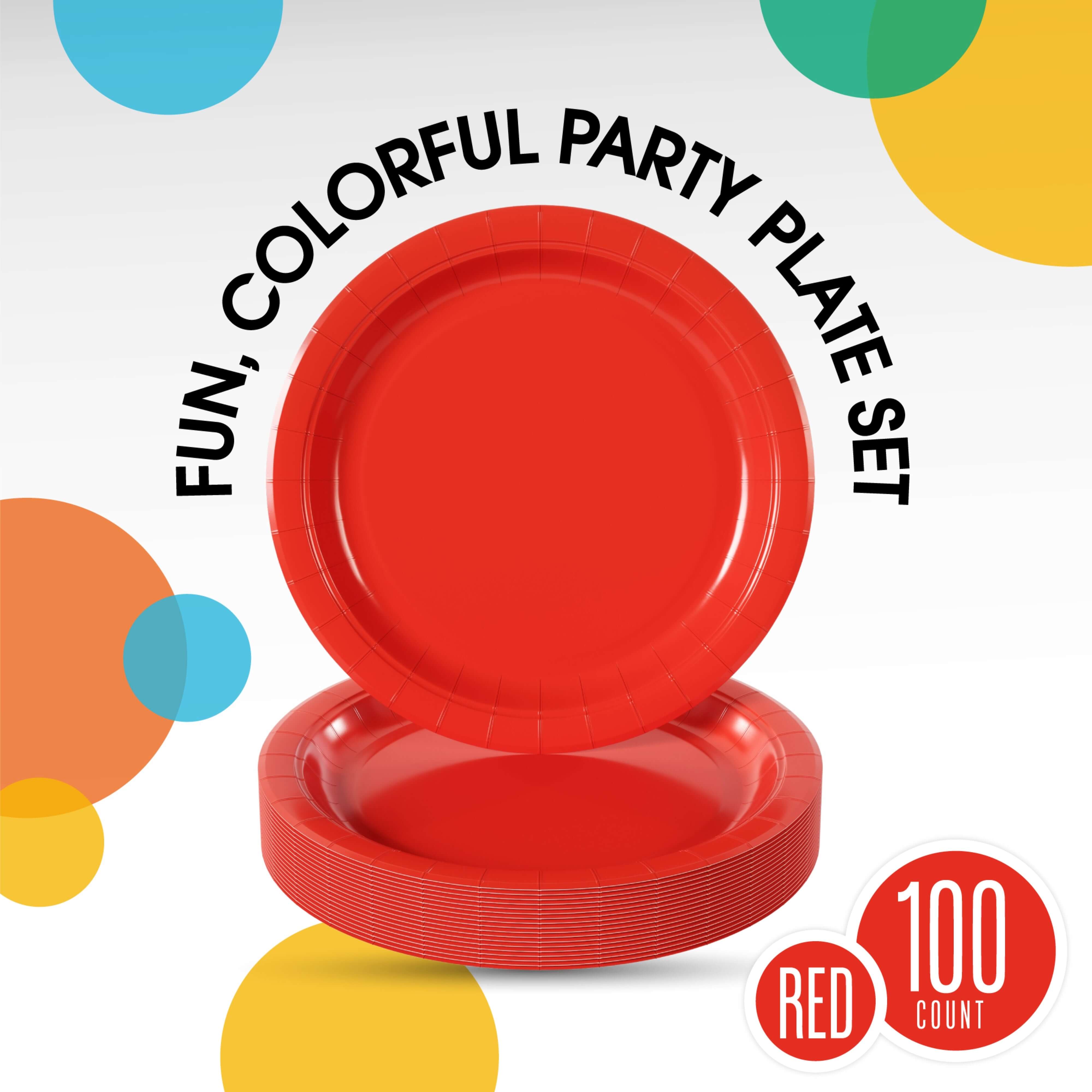 10 In. Red Paper Plates | 100 Count