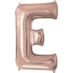 Rose Gold Letter E Foil Balloon - Metallic Mylar Decoration - Pack of 5