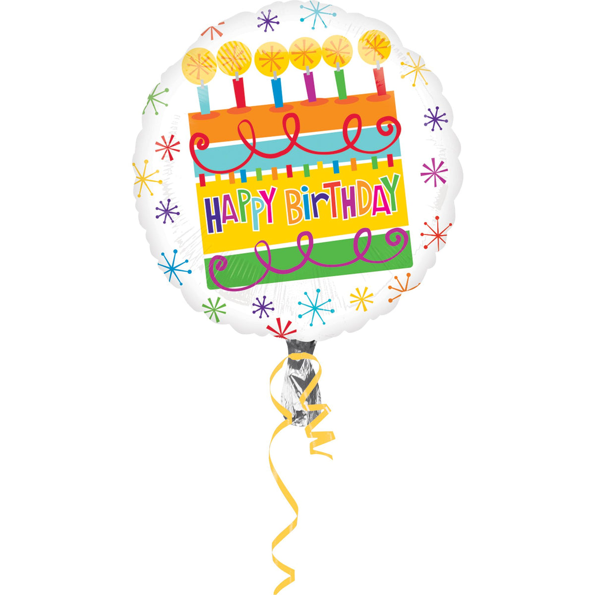 Colorful Cake Happy Birthday Foil Balloon - 18 Inch - Pack of 10