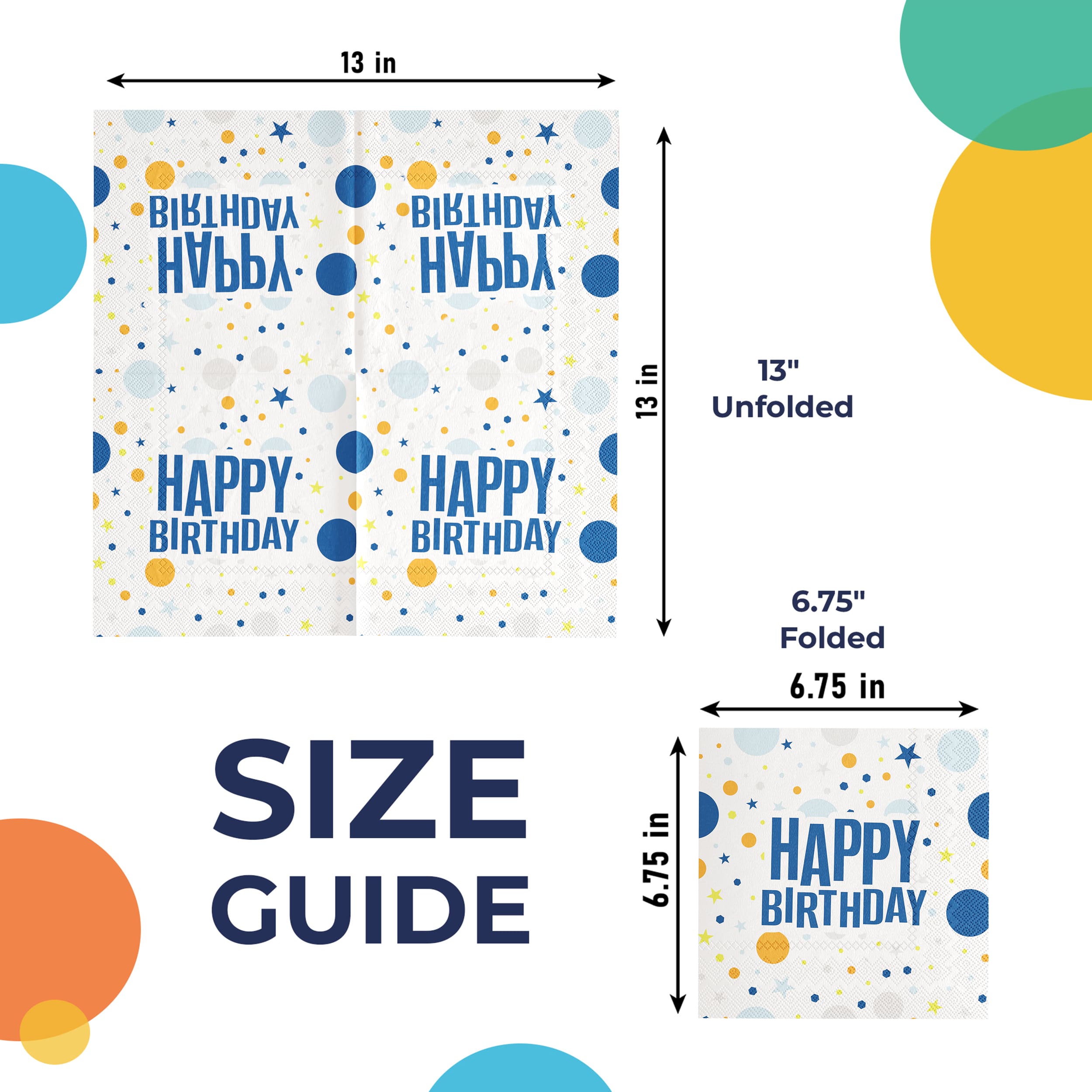 Blue Birthday Print Luncheon Napkins | 300 Count