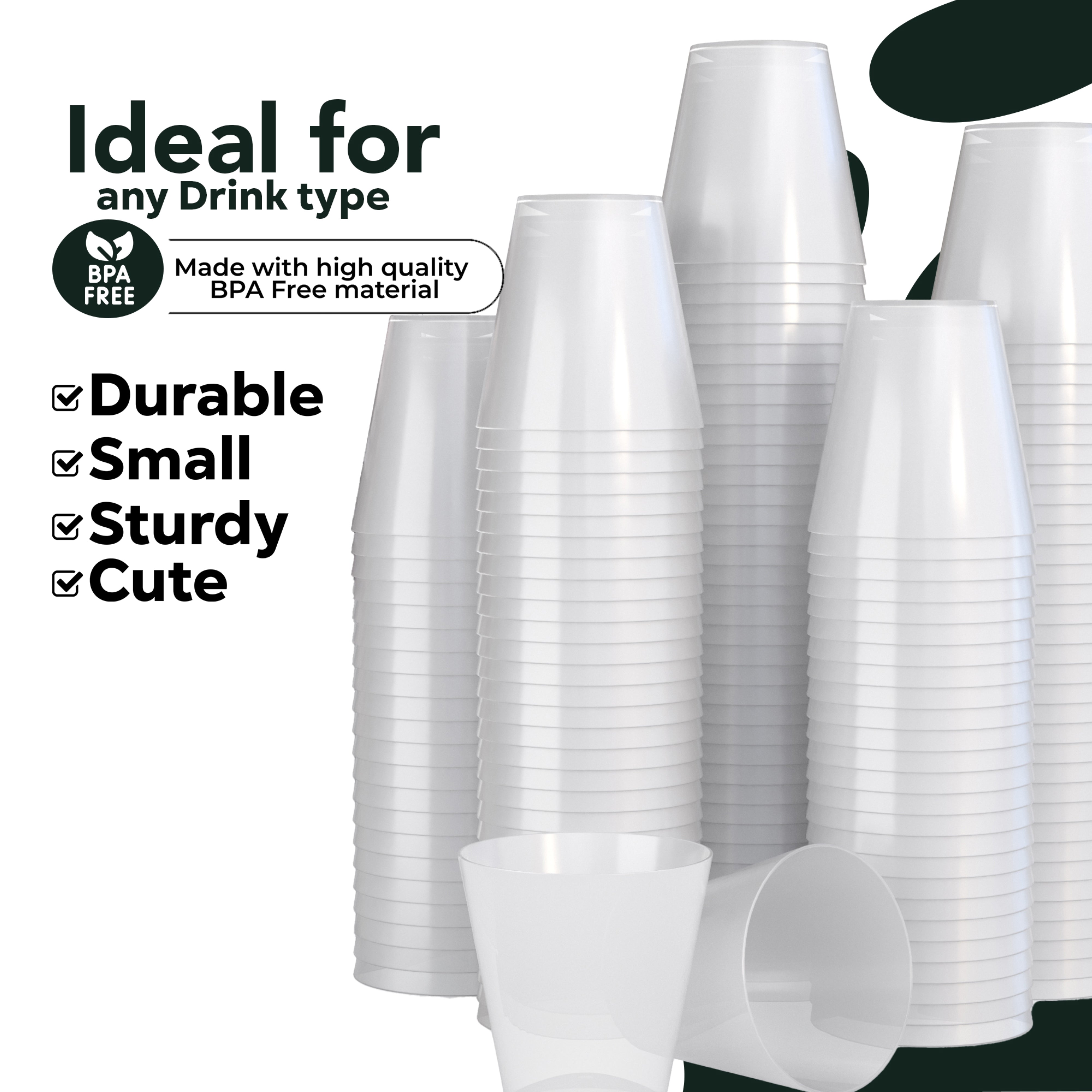 2 Oz. White Pearl Plastic Shot Glasses | 2500 Count