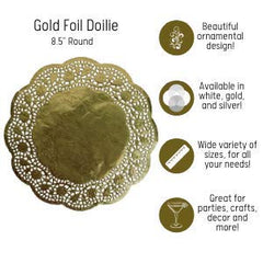 8 In. Round Gold Foil Doilies | 80 Count